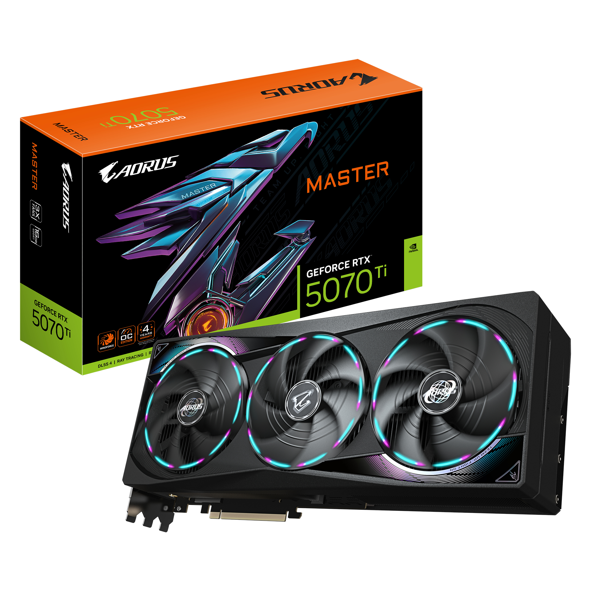 Bekijk afbeelding 1 van Gigabyte RTX 5070Ti AORUS MASTER 16GB/3xDP/HDMI